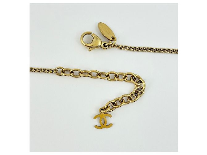 Collana Chanel placcata oro con strass - vista 3