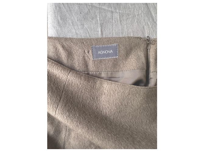 Agnona Falda Recta de Cachemira Beige - vista 2