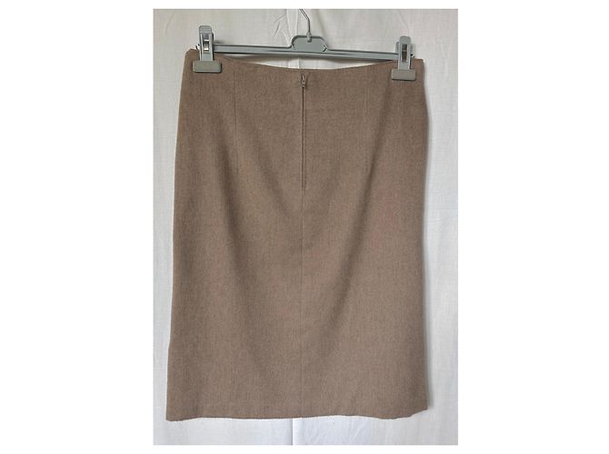 Agnona Falda Recta de Cachemira Beige - vista 3