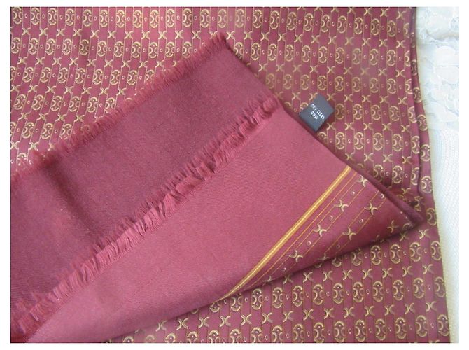 Sciarpa Hermès Monogramma Bordeaux in Seta e Lana - vista 11