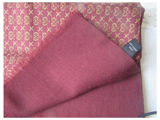 Sciarpa Hermès Monogramma Bordeaux in Seta e Lana - vista 8