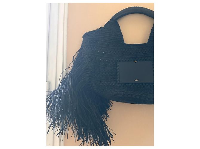Ba&sh Sac Panier Ara en Raphia avec Franges - Noir - vue 3