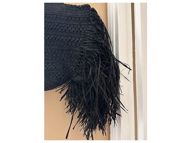 Ba&sh Sac Panier Ara en Raphia avec Franges - Noir - vue 4