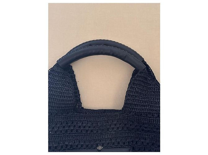 Ba&sh Sac Panier Ara en Raphia avec Franges - Noir - vue 5