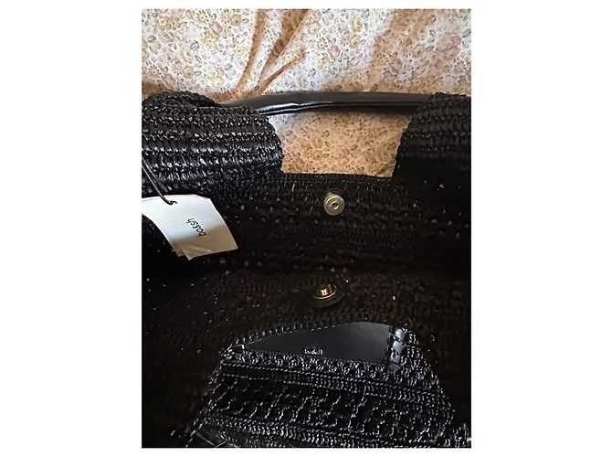 Ba&sh Sac Panier Ara en Raphia avec Franges - Noir - vue 8