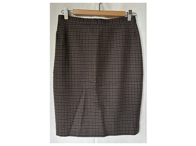 Autre Marque Brauner karierter Wollrock - Ansicht 3