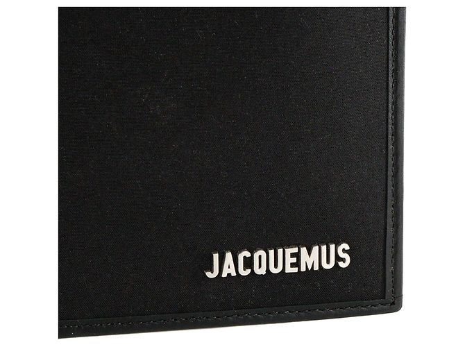 JACQUEMUS - Borsa a tracolla Le Cabas Jacquemus in tela e pelle nera - vista 5