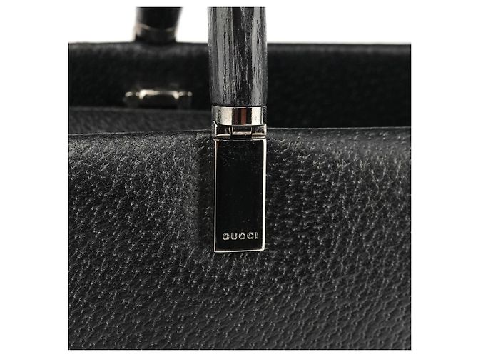 Bamboo Gucci 002 1035 Borsa Tote in pelle nera con bambù - vista 6