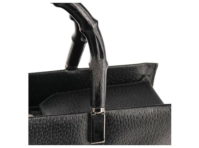 Bamboo Gucci 002 1035 Borsa Tote in pelle nera con bambù - vista 7