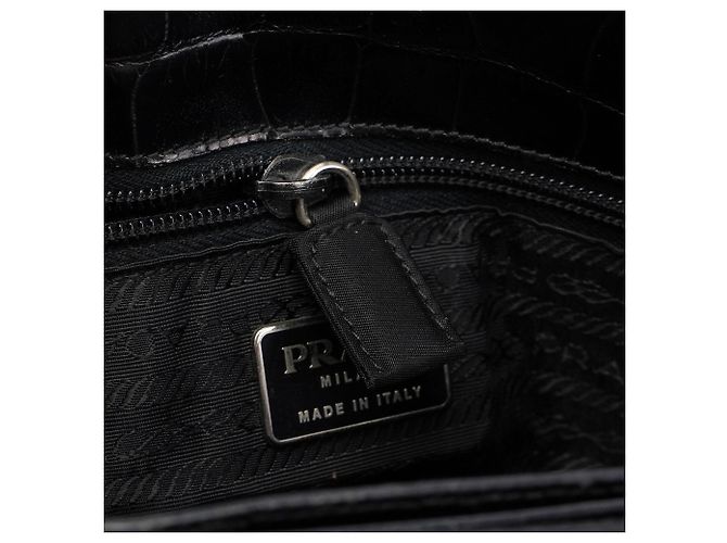 Prada Borsa a tracolla B8434 Black Tessuto Metallo - vista 11
