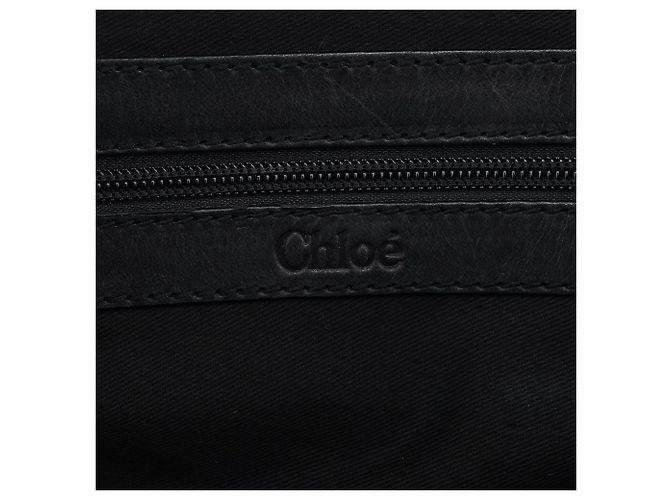 Chloé Borsa Boston in tela logo blu navy - vista 10
