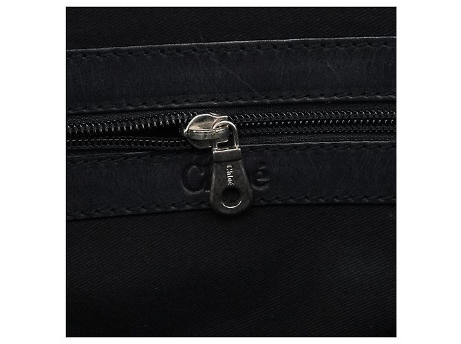 Chloé Borsa Boston in tela logo blu navy - vista 11