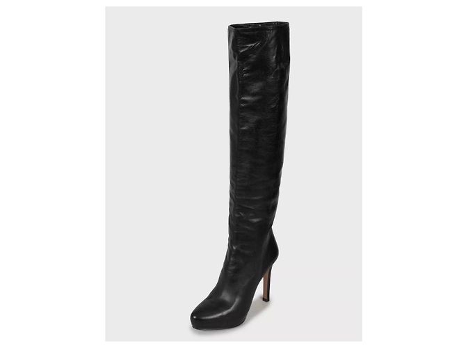 Prada Black Leather Pointed Toe High Heel Boots Sz.38 Pre-owned - view 3
