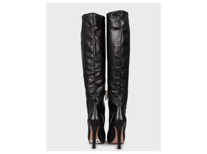 Prada Black Leather Pointed Toe High Heel Boots Sz.38 Pre-owned - view 4