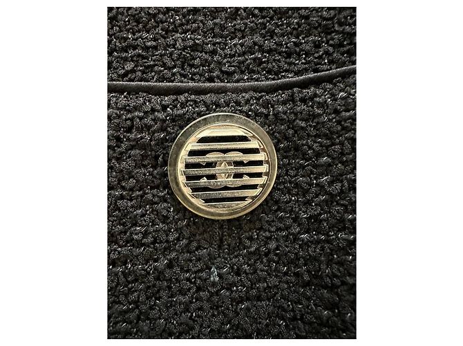 Giacca CHANEL FR 44 in tweed nero e seta usata - vista 3