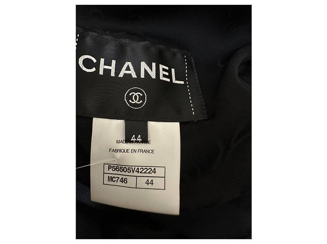 Giacca CHANEL FR 44 in tweed nero e seta usata - vista 5
