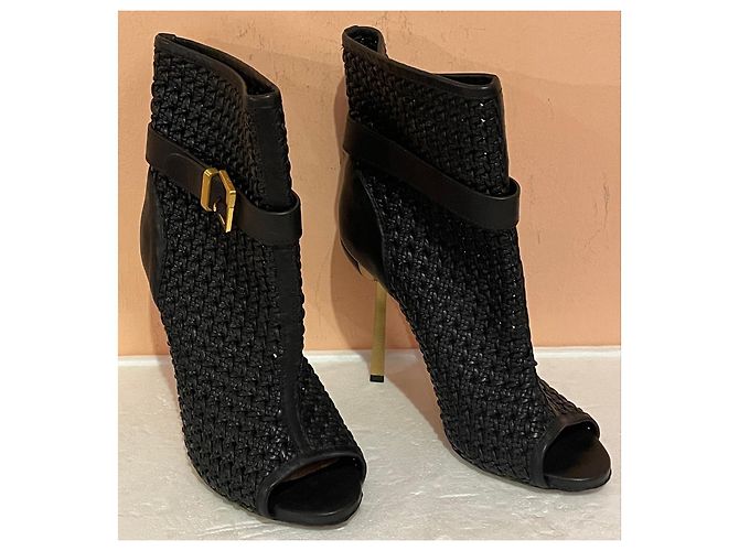 Botines Sergio Rossi de paja trenzada negra - vista 3