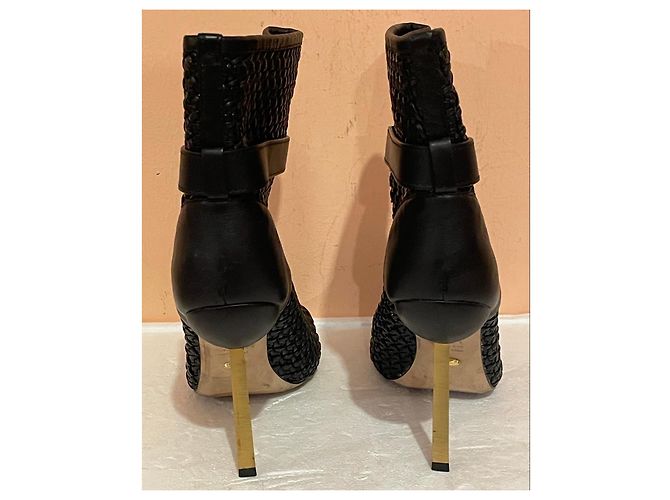 Botines Sergio Rossi de paja trenzada negra - vista 5