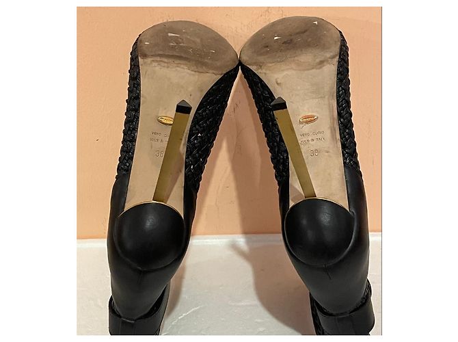 Botines Sergio Rossi de paja trenzada negra - vista 7