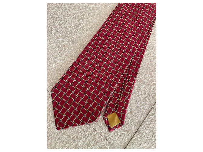 Autre Marque Sulka Red Geometric Pattern Silk Tie - view 2