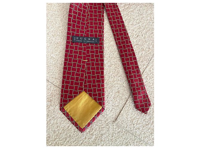 Autre Marque Sulka Red Geometric Pattern Silk Tie - view 3