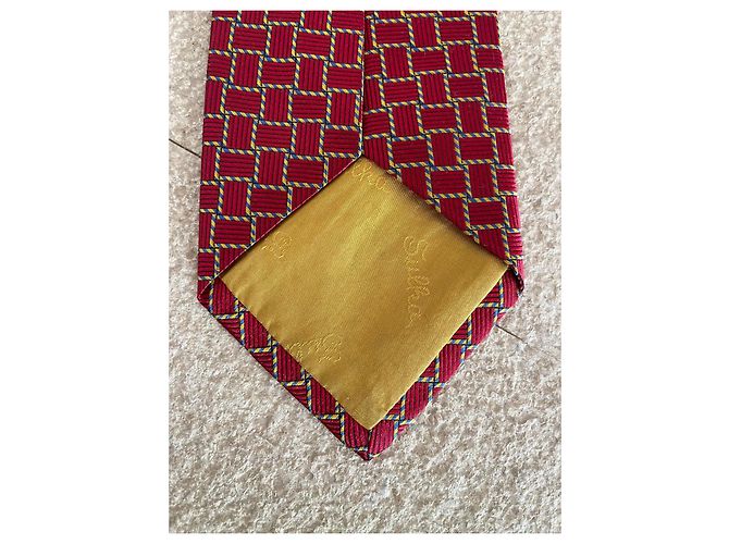Autre Marque Sulka Red Geometric Pattern Silk Tie - view 4
