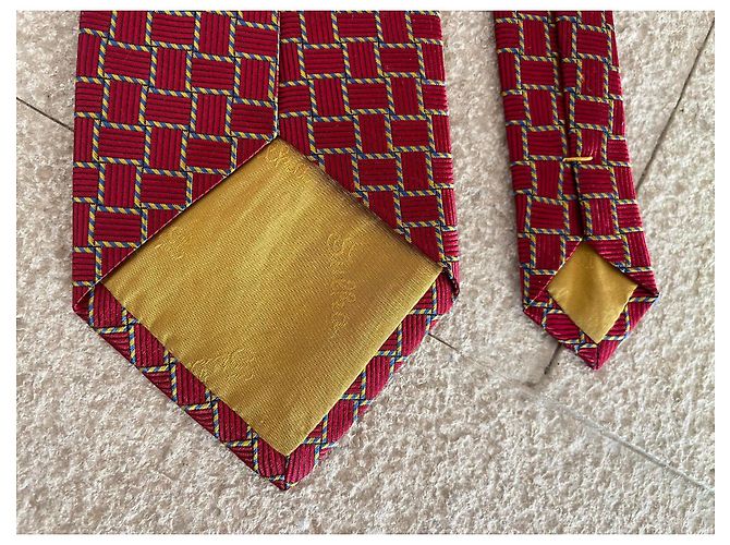 Autre Marque Sulka Red Geometric Pattern Silk Tie - view 5