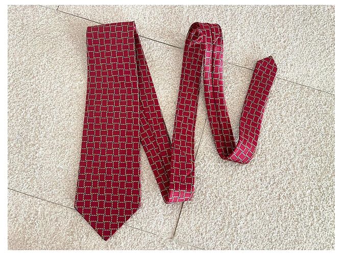 Autre Marque Sulka Red Geometric Pattern Silk Tie - view 6