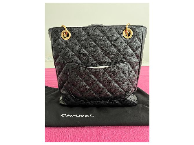 Chanel Saco Shopping Small em Couro Caviar Acolchoado Preto - vista 10