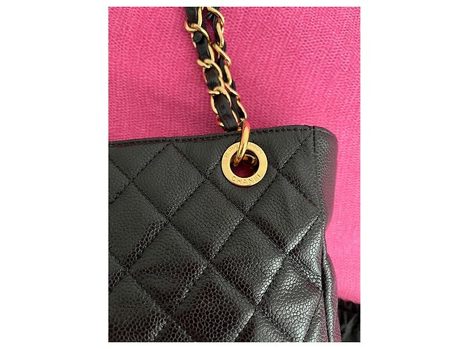Chanel Saco Shopping Small em Couro Caviar Acolchoado Preto - vista 13