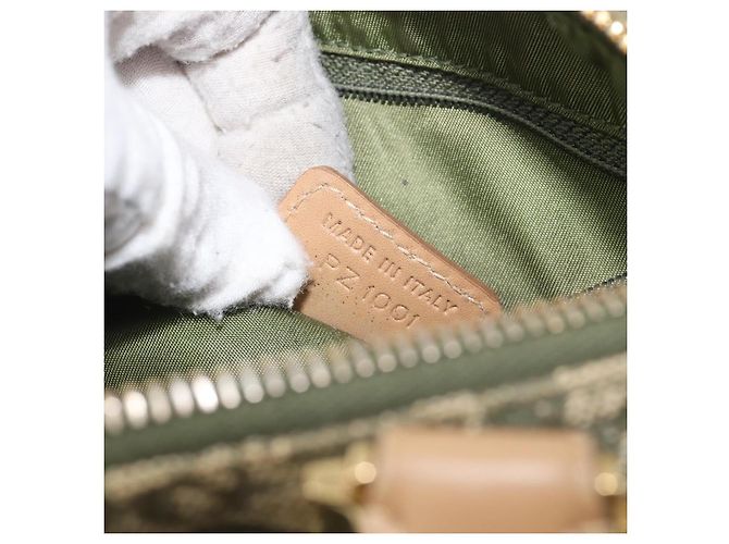 Christian Dior Trotter Canvas Hand Bag Khaki Gold Tone - vista 12