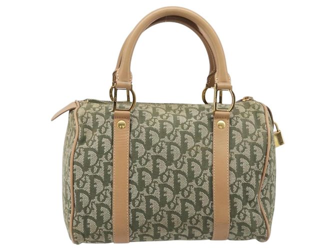 Christian Dior Trotter Canvas Hand Bag Khaki Gold Tone - vista 2
