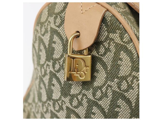 Christian Dior Trotter Canvas Hand Bag Khaki Gold Tone - vista 21