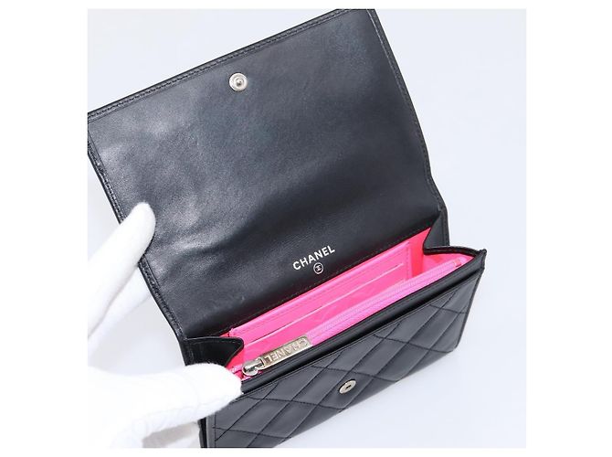 CHANEL Matelasse Wallet Leather Black Gold CC - vista 8