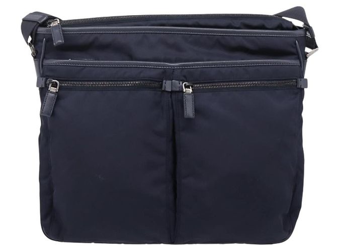 PRADA Shoulder Bag Nylon Navy Silver - vista 13
