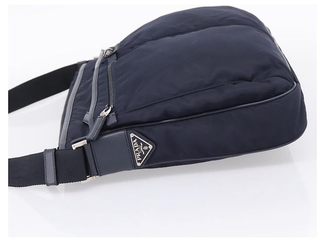 PRADA Shoulder Bag Nylon Navy Silver - vista 3