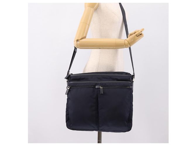 PRADA Shoulder Bag Nylon Navy Silver - vista 30