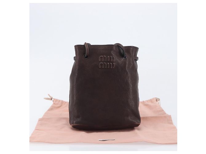Miu Miu Shoulder Bag Leather Brown - vista 12