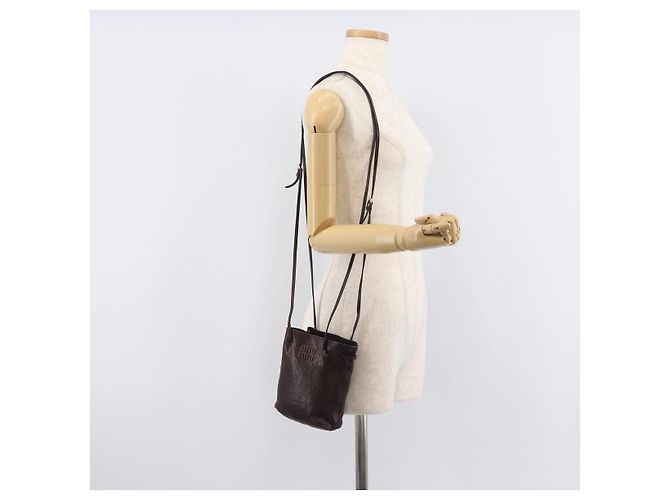 Miu Miu Shoulder Bag Leather Brown - vista 23