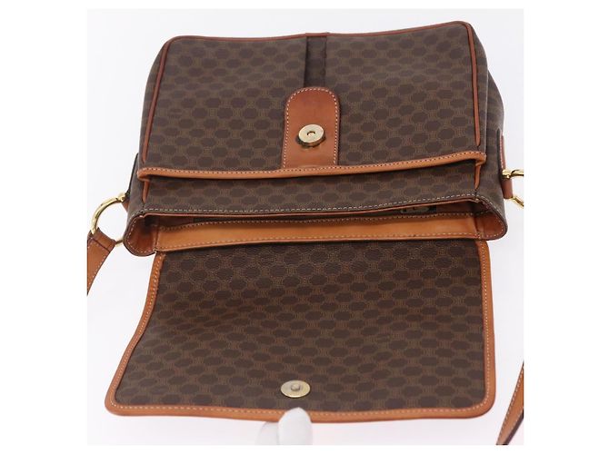 Céline CELINE Macadam Canvas Shoulder Bag PVC Leather Brown Gold - vista 10