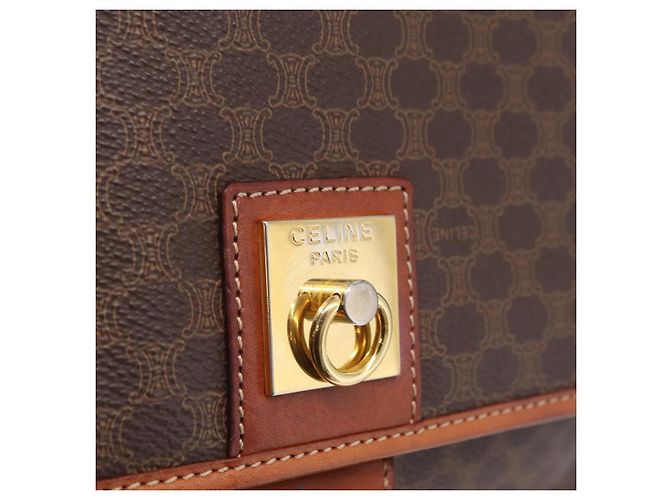 Céline CELINE Macadam Canvas Shoulder Bag PVC Leather Brown Gold - vista 20
