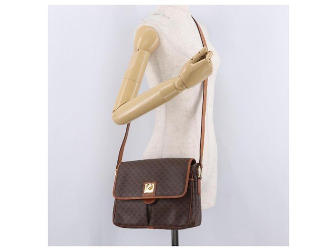 Céline CELINE Macadam Canvas Shoulder Bag PVC Leather Brown Gold - vista 28