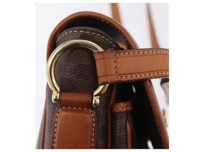 Céline CELINE Macadam Canvas Shoulder Bag PVC Leather Brown Gold - vista 9