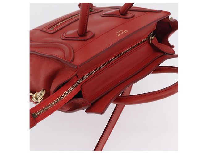 Céline CELINE Luggage Nano Shopper Hand Bag Leather 2way Red Gold - vista 14