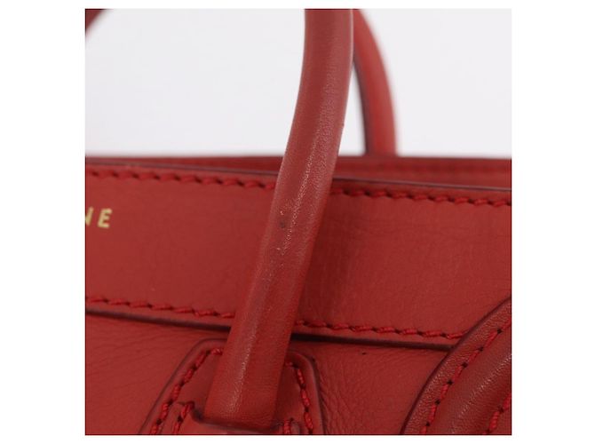 Céline CELINE Luggage Nano Shopper Hand Bag Leather 2way Red Gold - vista 16
