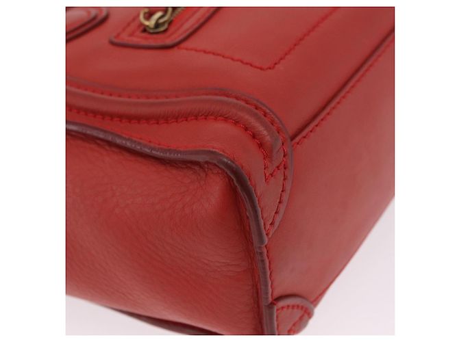 Céline CELINE Luggage Nano Shopper Hand Bag Leather 2way Red Gold - vista 18
