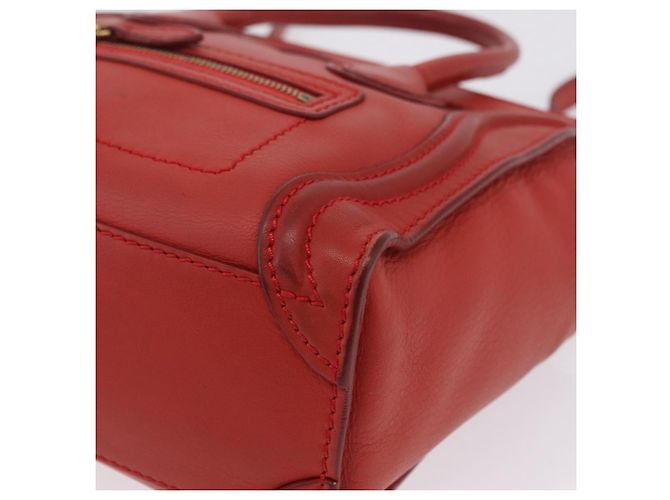 Céline CELINE Luggage Nano Shopper Hand Bag Leather 2way Red Gold - vista 19