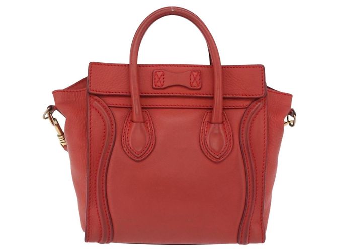 Céline CELINE Luggage Nano Shopper Hand Bag Leather 2way Red Gold - vista 2