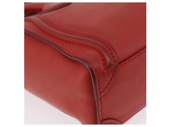 Céline CELINE Luggage Nano Shopper Hand Bag Leather 2way Red Gold - vista 20