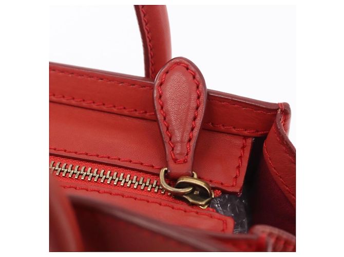 Céline CELINE Luggage Nano Shopper Hand Bag Leather 2way Red Gold - vista 23